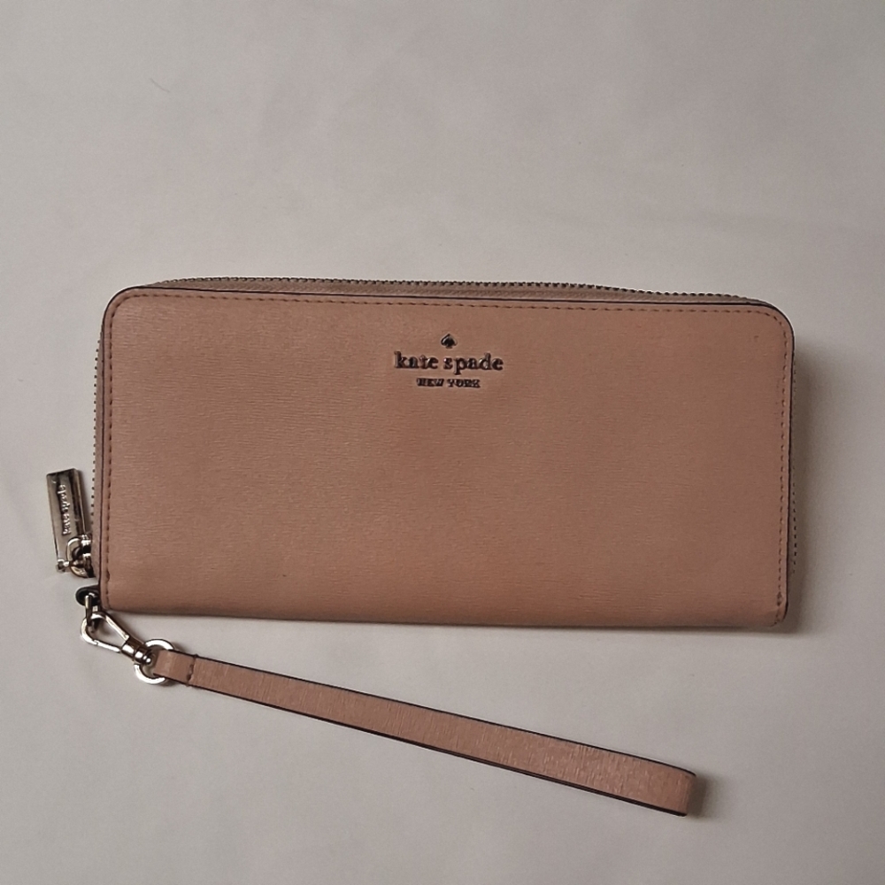 Kate Spade Slim Continental Connie Pink Leather Wristlet Wallet